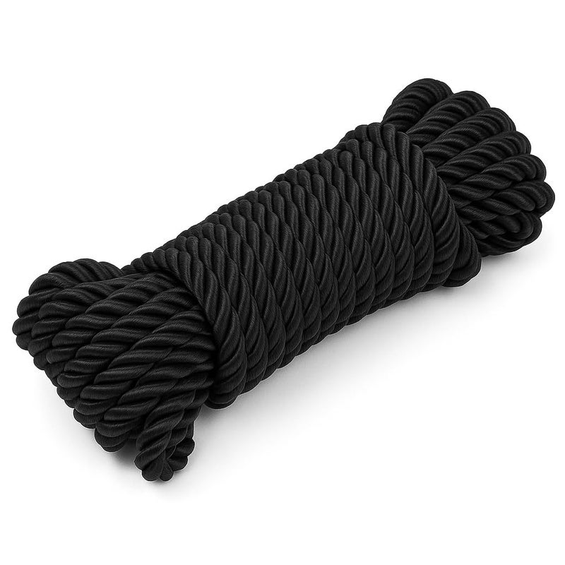 WeGo 32 feet 8mm(1/3inch) Diameter Soft Silk Rope Solid Braided Twisted Ropes,10m Durable and Strong All Purpose Twine Cord Rope String Thread Cord (Deep Black) - Image 1